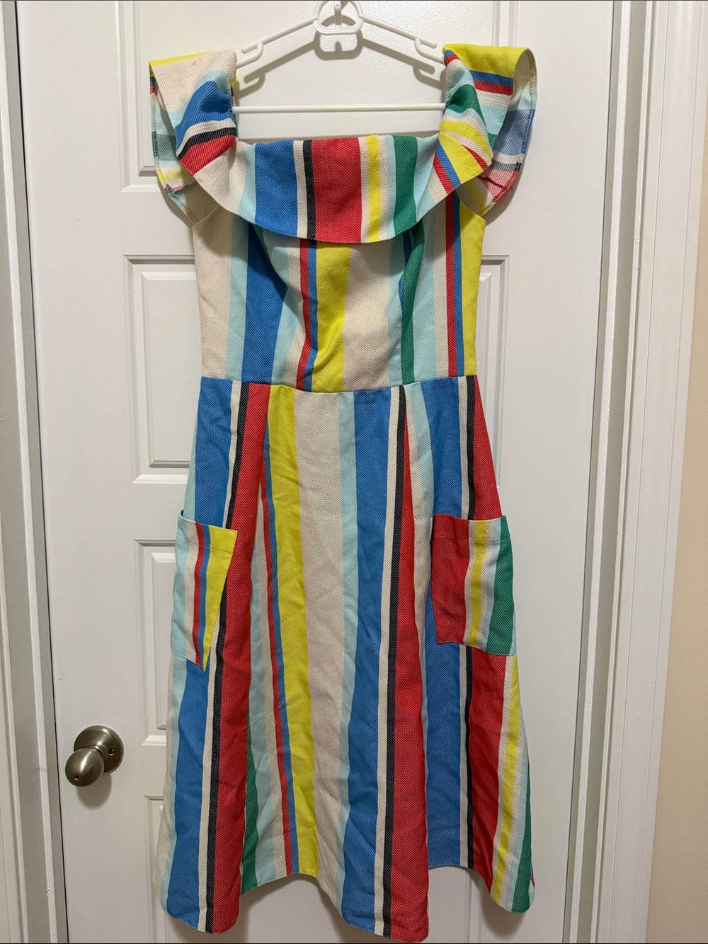 ASOS Multi-Stripe Ruffle Shoulder Dress SIZE 6
